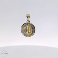 14k Yellow Gold 2 Sided Jesus/Guadalupe Pendant