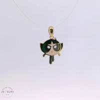 14k Yellow Gold Buttercup Power Puff Girl Pendant