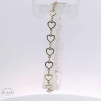 14k Yellow Gold Open Heart Link Bracelet