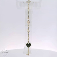 14k Yellow Gold Cable Link Bracelet with Hearts