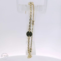 14k Yellow Gold Beaded Cable Link Bracelet