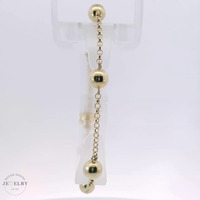 14k Yellow Gold Beaded Station Rolo Link Bracelet