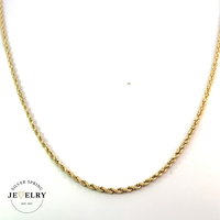 14k Yellow Gold Hollow Rope Link Chain