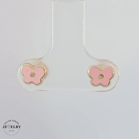 Enamel Butterfly Studs Light Pink 14KT