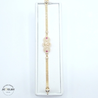 14KT Quinceañera Bismark Link Bracelet Two Tone 7.5 Inches 