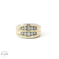 14k 1ctw Diamond Two-Row Channel-Set Signet Ring 