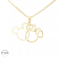  14KT Mickey Mouse & Minnie Mouse Silhouette Pendant 26mm(CHAIN IS NOT INCLUDED)