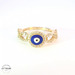  10KT Blue Evil Eye Fancy Ring Yellow Gold, Size 7 1/4