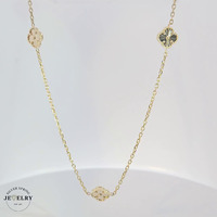  14KT Cable Link Clover Necklace