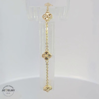  14KT Cable Link Clover Bracelet