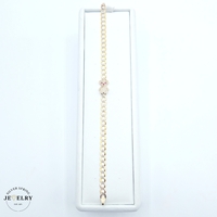  14KT Teddy Bear Curb Link Bracelet Two Tone 7.5 Inches