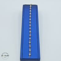  14KT Beaded Link Bracelet Tricolor, 7.5 Inches Diamond Cut