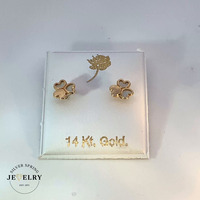 14k Yellow Gold Clover Stud Earrings