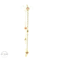  14k Rolo Link with Red Clover Charms Anklet 