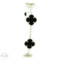  14k Rolo Link with Black Clover Bracelet 