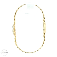  14kt Yellow Gold 5mm Cuban Link CZ Teddy Bear Bracelet