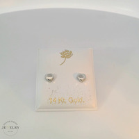 14k White Gold Heart Shaped Stud Earrings