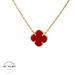   14kt Rolo Link Necklace with Red Clover