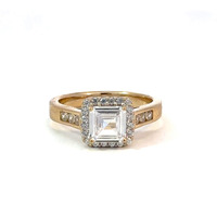  14k 6.5mm Asscher cut Cubic Zirconia Ring