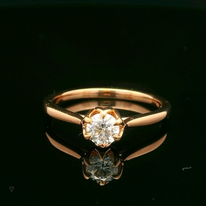 14k Rose Gold Solitaire, 0.40ct D VVS2 GIA Round Brilliant