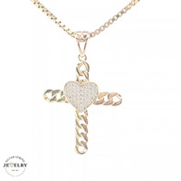  14KT Curb Cross Pendant Yellow Gold, 5mm (CHAIN IS NOT INCLUDED)