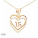  14KT Quinceañera Heart Pendant Yellow Gold 22mm (CHAIN IS NOT INCLUDED)