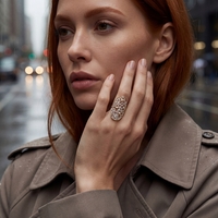  14KT Butterfly Cocktail Ring Tricolor, Size 8