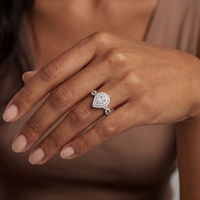  10K Double Halo Engagement Ring Set with Matching Band