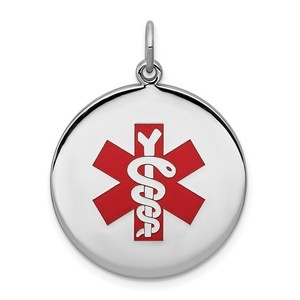  925 Medical Alert Medal Engravable Pendant