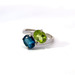  14k White Gold Swiss Blue Topaz & Peridot Two Gemstone Ring 