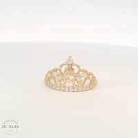 14K Yellow Gold Cubic Zirconia Crown Quinceañera Ring