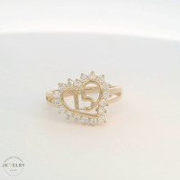 14K Yellow Gold Cubic Zirconia Heart Quinceañera Ring 