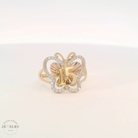 14K Tri-Color Gold Butterfly Quinceañera Ring