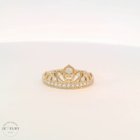 14K Yellow Gold Cubic Zirconia Tiara Quinceañera Ring 