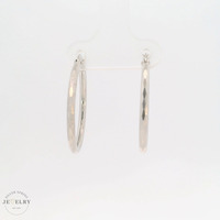  14K White Gold Diamond-Cut Hoops