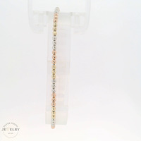 14K Tri-Color Gold 7.25" Diamond-Cut Beaded Bracelet 