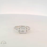 14K White Gold Asscher-Cut Cubic Zirconia Engagement Ring 