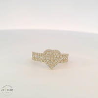 14K Yellow Gold Heart Cluster Cubic Zirconia Ring
