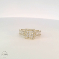 14K Yellow Gold Cluster Engagement Ring
