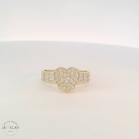 14K Yellow Gold Heart Cubic Zirconia Cluster Ring