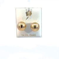 14K Yellow Gold 10MM Round Ball Stud Earrings