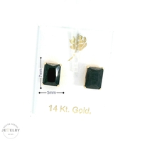 14K Rectangular Black Cubic Zirconia, with Friction Back