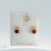 14K Yellow Gold 8.5mm Teddy Bear Stud Earrings with Round Red CZ