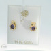 14K Yellow Gold 8.5mm Teddy Bear Stud Earrings with Round Purple CZ