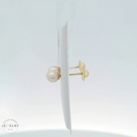14K Yellow Gold 5.5mm Pearl Studs with Push Back