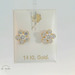 14K Yellow Gold Flower Stud Earrings with White CZ With Screw Back 1/2 in.