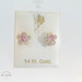  14K Yellow Gold Flower Stud Earrings with Pink CZ With Screw Back 1/2 in.