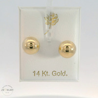 14k Yellow Gold Ball Stud Earrings with Push Backs 8mm