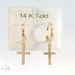 14K Yellow Gold Huggies with Dangle Cross 1in.