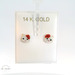 14K Yellow Gold Hello Kitty Stud Earrings Red CZ with Screw Backs 6mm